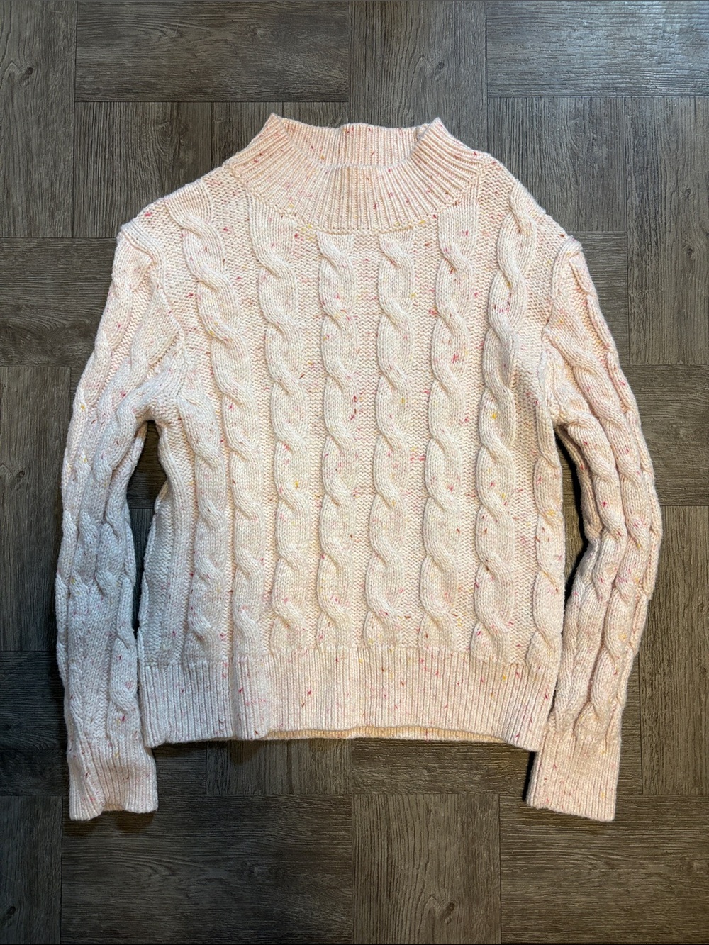 Crewcuts Pink Speckled Cable Knit Turtleneck Sweater